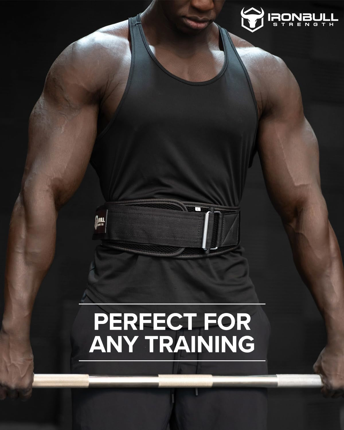 Iron Bull Strength 6-inch auto-lock weightlifting belt with back support for men and women, ideal for lifting and cross training.