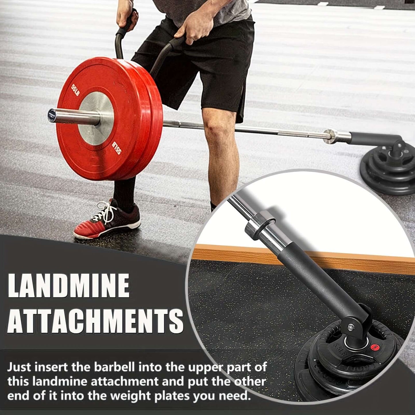 Heavy Duty T-Bar Row Barbell Attachment - High-Quality Iron(Black)-4