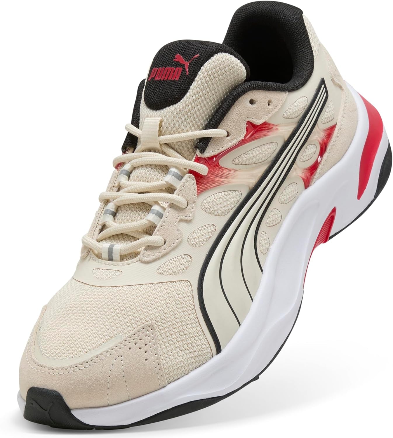 PUMA Men's Insphere running shoes in black and white with cushioned soles and breathable mesh upper for athletic comfort