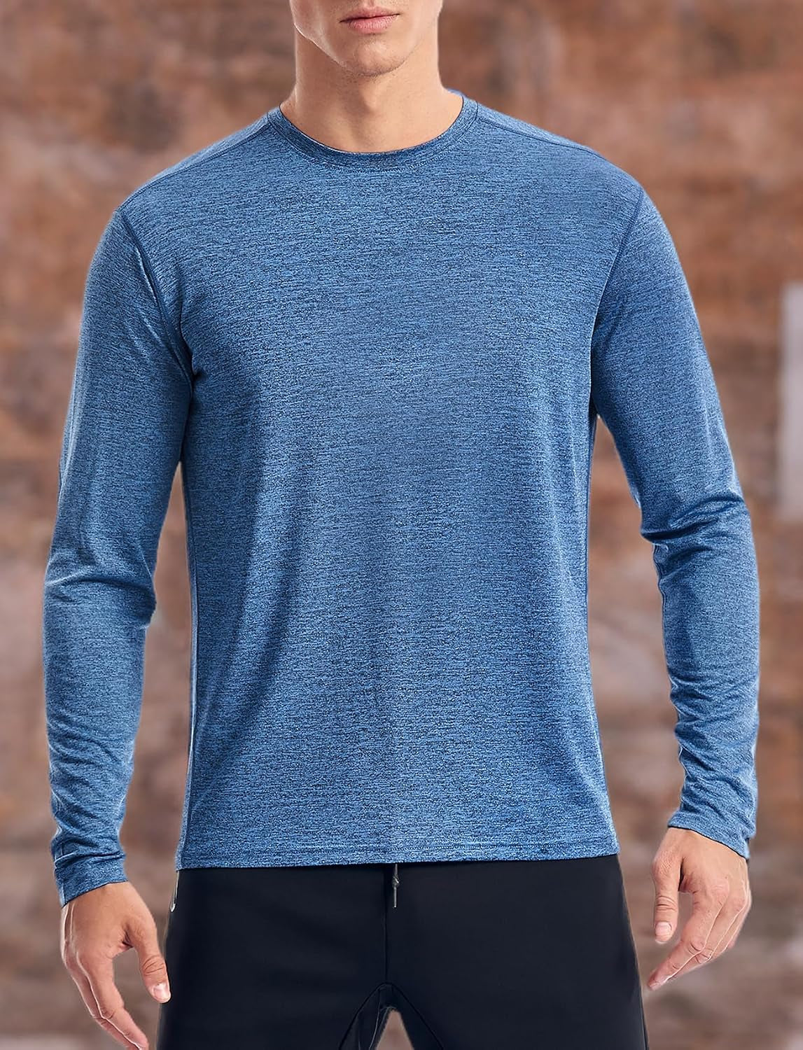 Zengjo men's long sleeve athletic shirt with moisture-wicking fabric, suitable for running, gym workouts, and sun protection.