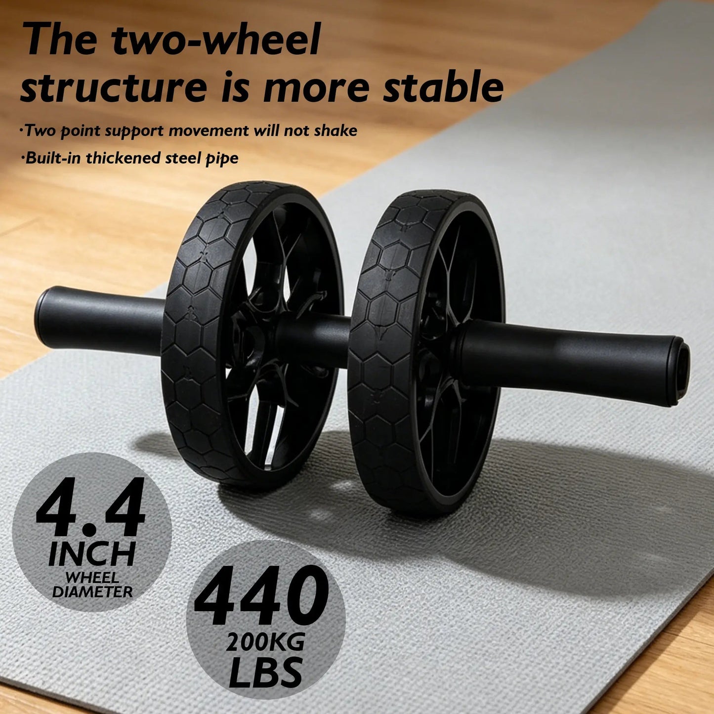Fitness Essentials Soulyis elastic rope ab wheel with double wheels, resistance band, ergonomic handles, and elbow support for full-body training