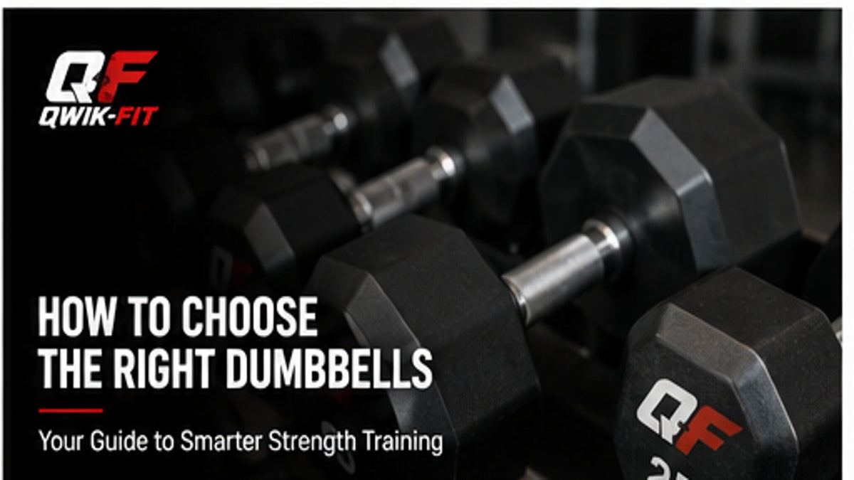 best adjustable dumbbells for home gym displayed in a fitness setting with the Qwik-Fit brand.