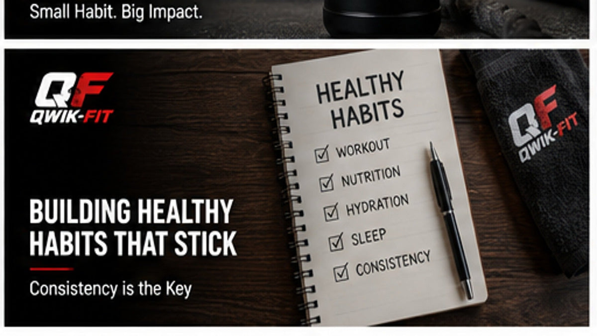 A notebook with healthy habits checklist highlighting sustainable healthy lifestyle tips like nutrition, workout, hydration, and sleep.