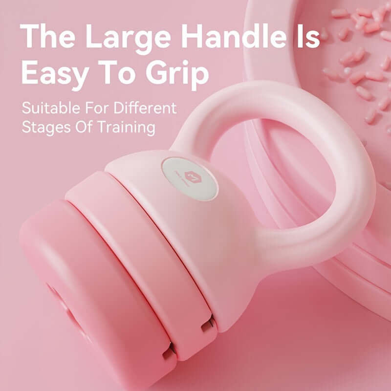 Adjustable 12lb kettlebell for home workouts with a large handle designed for easy grip and versatility in training.