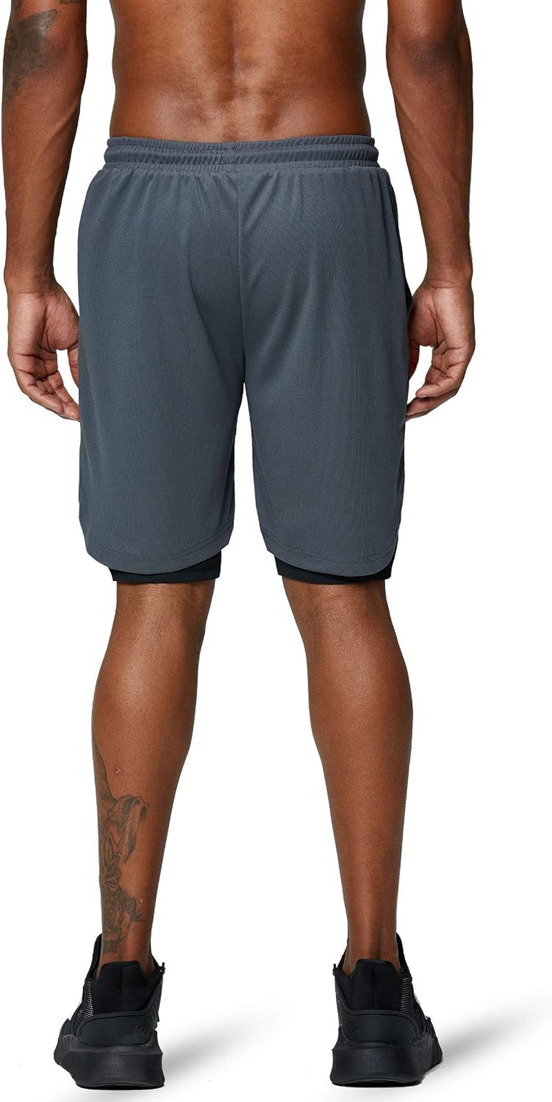 Pinkbomb men's 2-in-1 running shorts with quick-dry fabric and phone pocket, ideal for gym workouts and active wear.