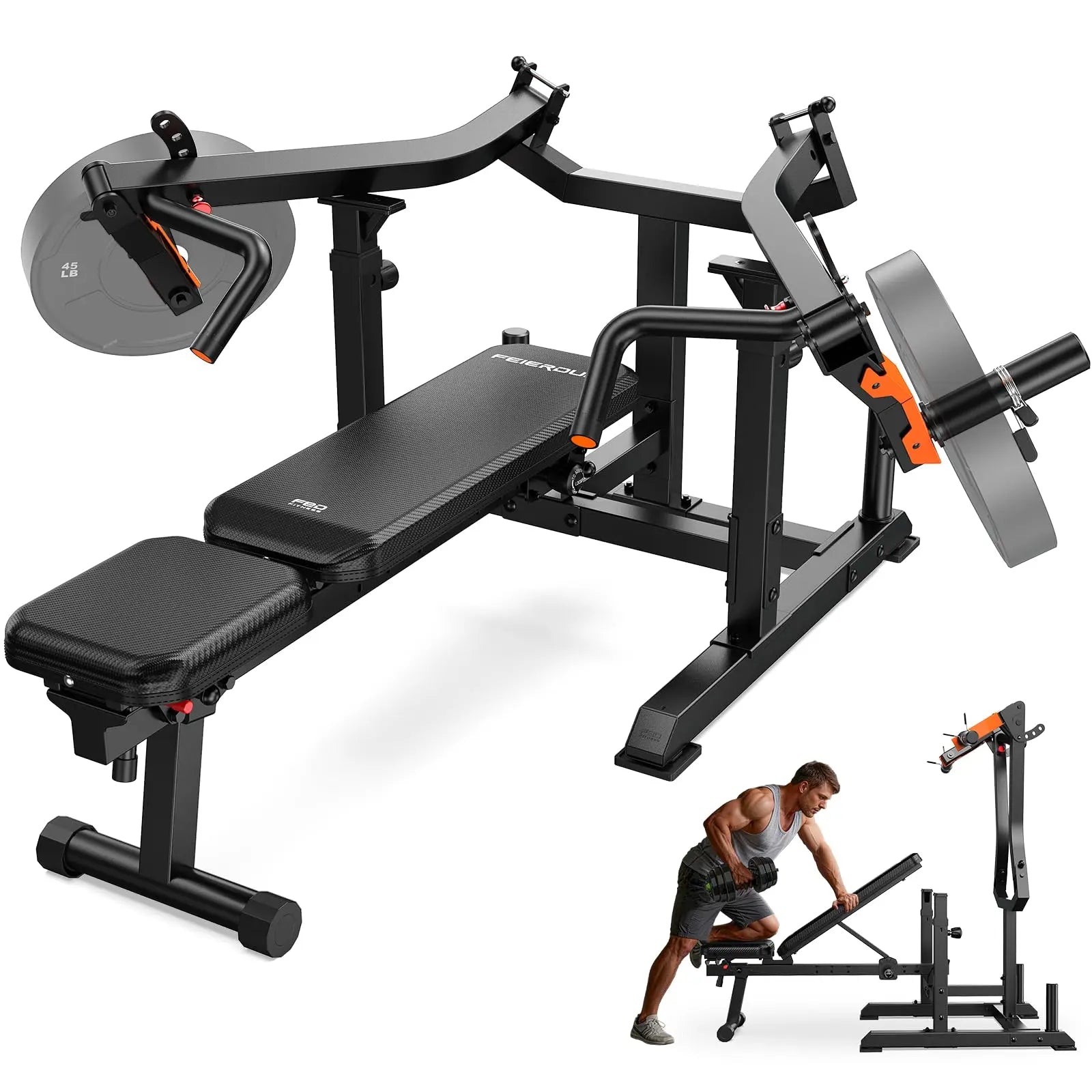 FED FITNESS SO2 Chest Press Machine, Heavy-Duty Bench Press Machine with 4-Level Adjustable Independent Converging Arms, Unique Adjust Bench Design, Chest Press Bench for Strength Training Equipment