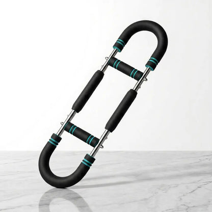 Heavy-duty steel power twister from Fitness Essentials, adjustable resistance U-shaped arm for chest and arm strength training.
