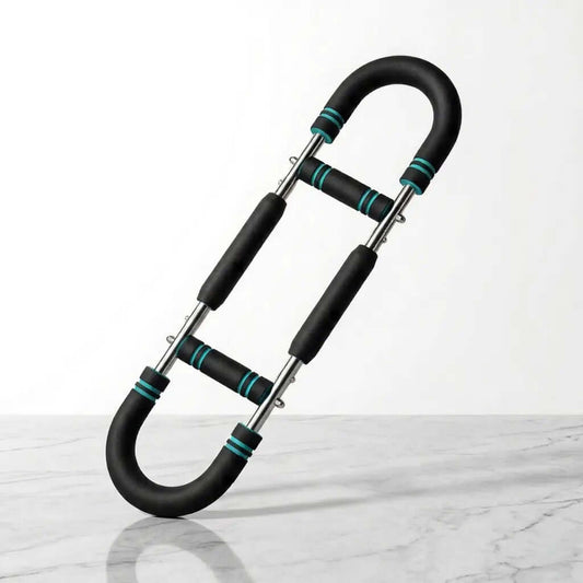 Heavy-duty steel power twister from Fitness Essentials, adjustable resistance U-shaped arm for chest and arm strength training.