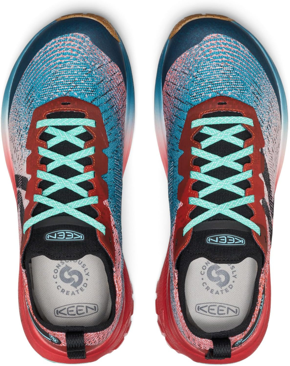KEEN Seek trail running shoes in black and gray with rugged outsole and breathable mesh upper for outdoor running adventures.