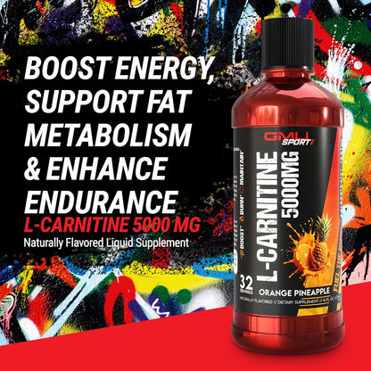Liquid L-Carnitine 5000Mg – Orange Pineapple – Metabolic, Energy and Muscle Support Supplement – Stimulant-Free Pre Workout Alternative for Endurance, Exercise & Recovery – 32 Servings – GMU Sport