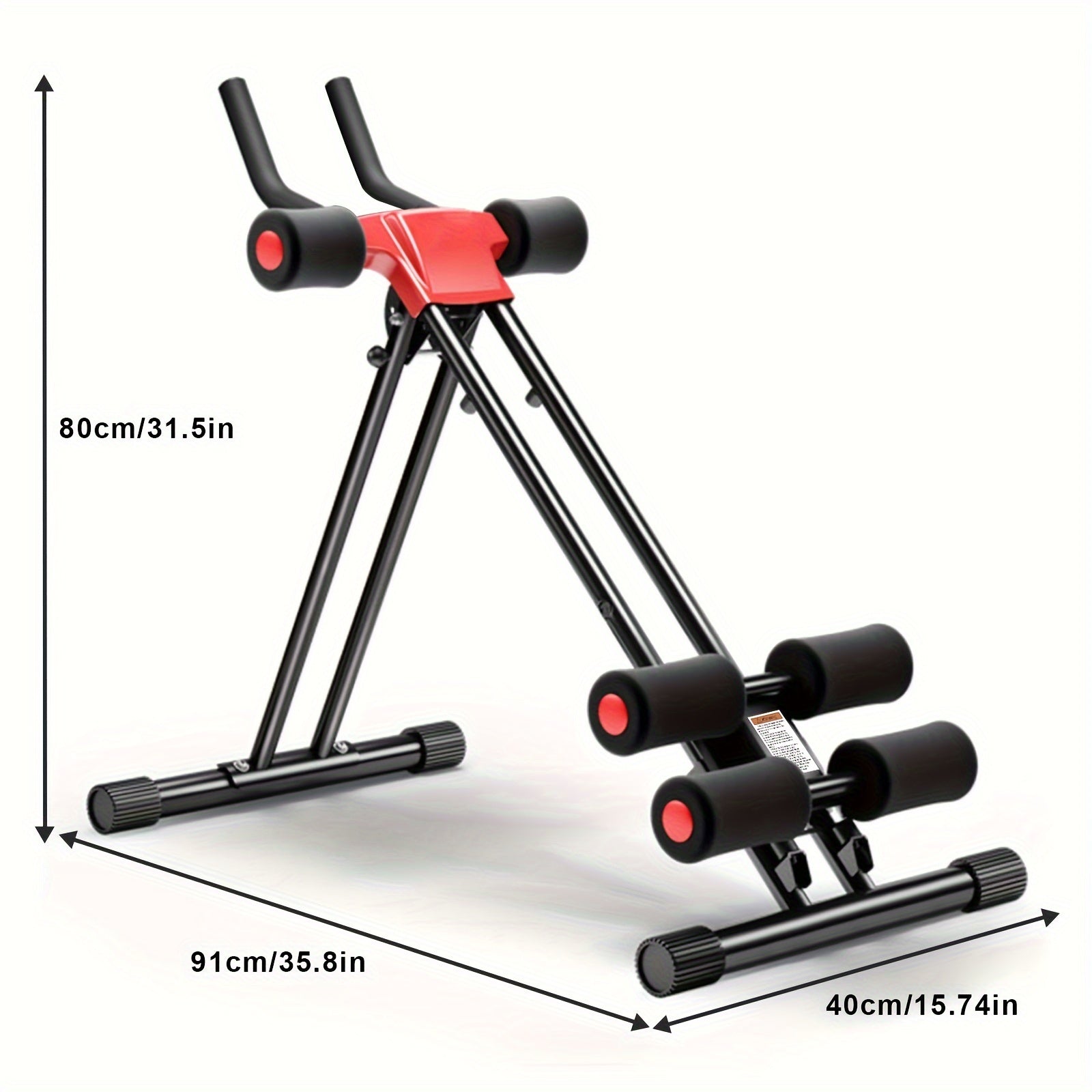 Adjustable foldable ab workout machine with dimensions shown for effective home workouts.