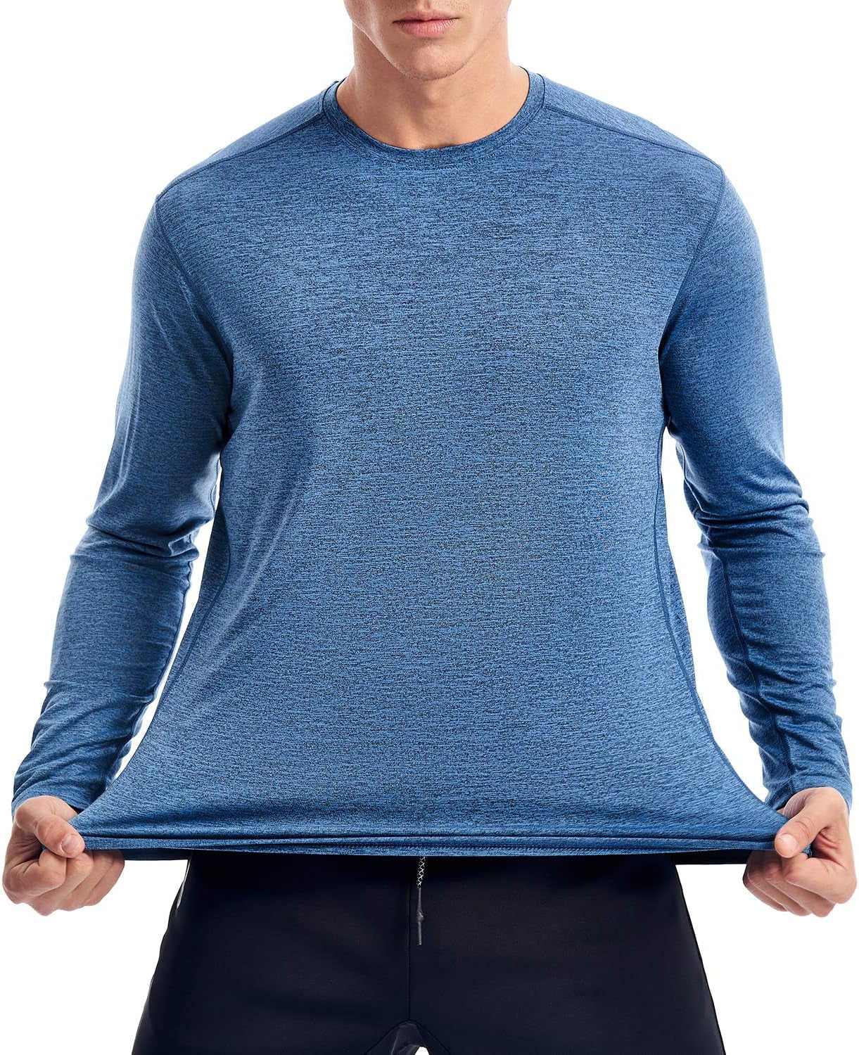 Zengjo men's long sleeve athletic shirt with moisture-wicking fabric, UV protection, ideal for running and gym workouts.