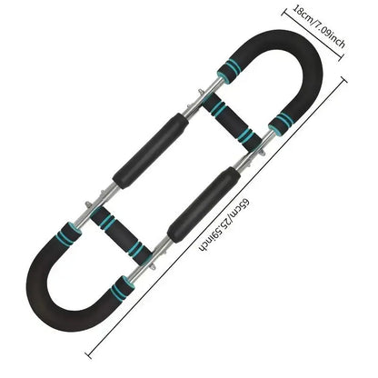 Fitness Essentials heavy-duty steel power twister with adjustable resistance, U-shaped arm for chest and arm strength training.