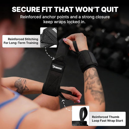 Dmoose Fitness Wrist Wraps for Weightlifting 18" - Heavy Duty Gym Wrap with Hand Thumb Loop for Support & Pain Relief, USPA Approved Powerlifting, Weight Lifting Wrist Straps for Men & Women Work Out
