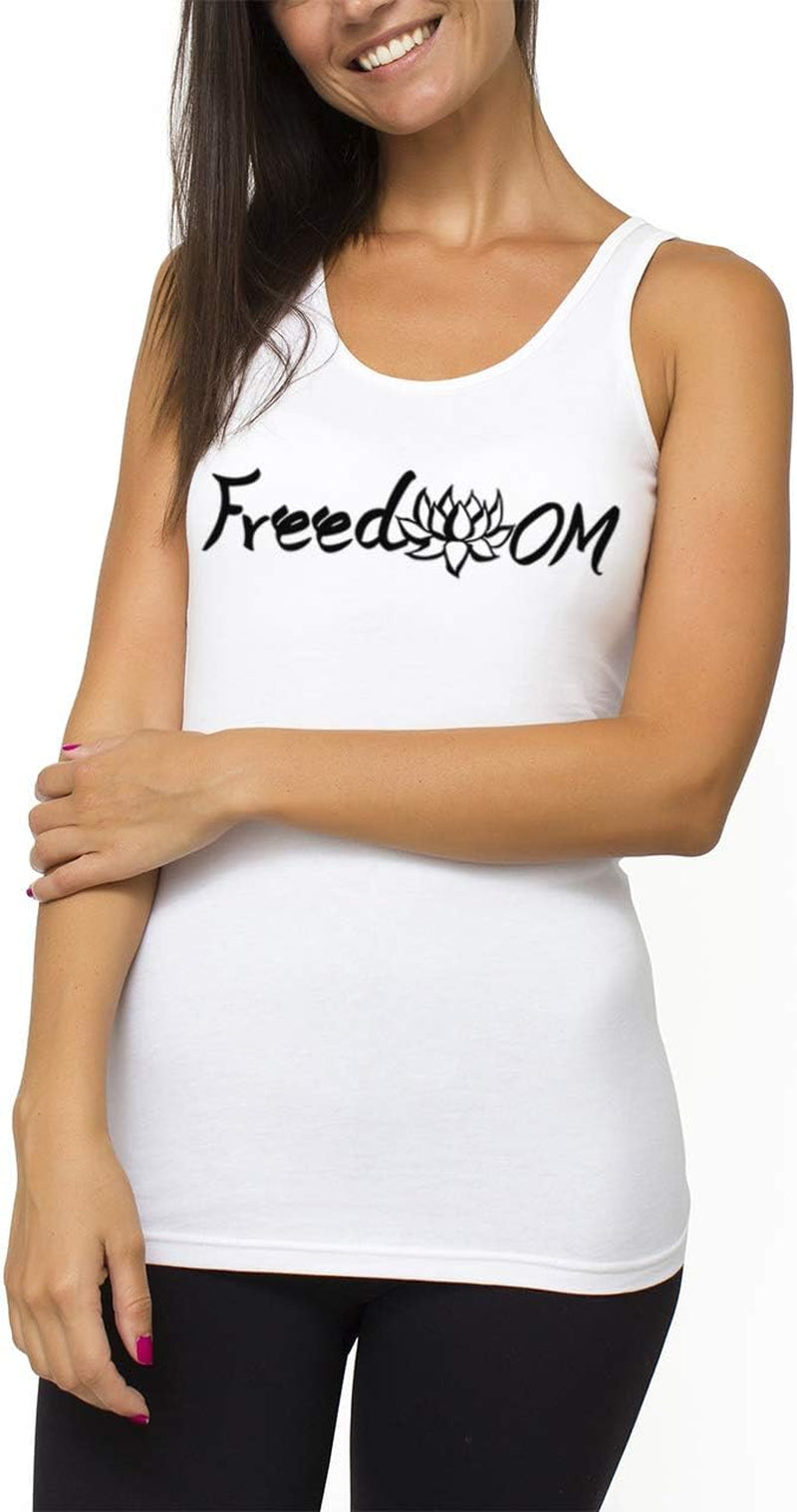 TREELANCE women's organic cotton yoga tank top with yoga print, sleeveless workout shirt for gym, Pilates, and casual wear