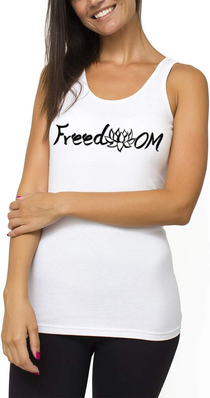 TREELANCE women's organic cotton yoga tank top with yoga print, sleeveless workout shirt for gym, Pilates, and casual wear
