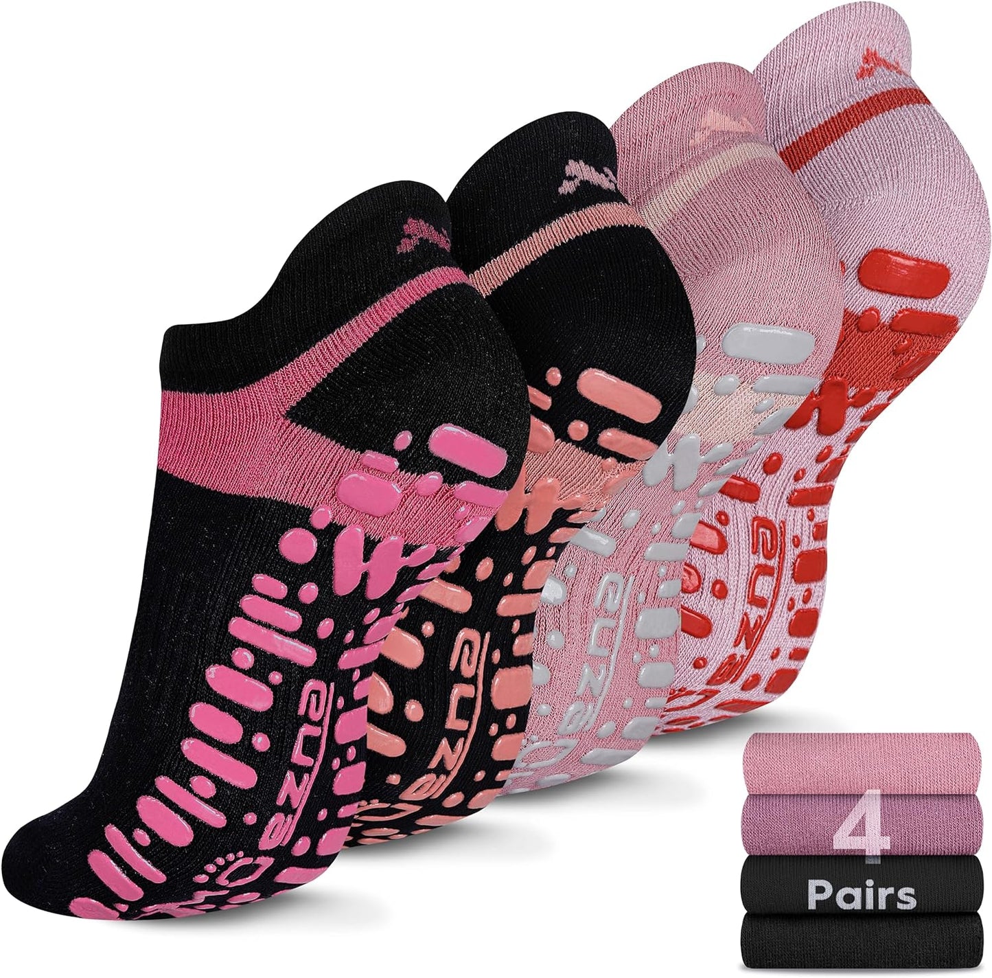 Muezna non-slip yoga socks for women with grip soles, ideal for pilates, barre, and hospital use, size 5-10.