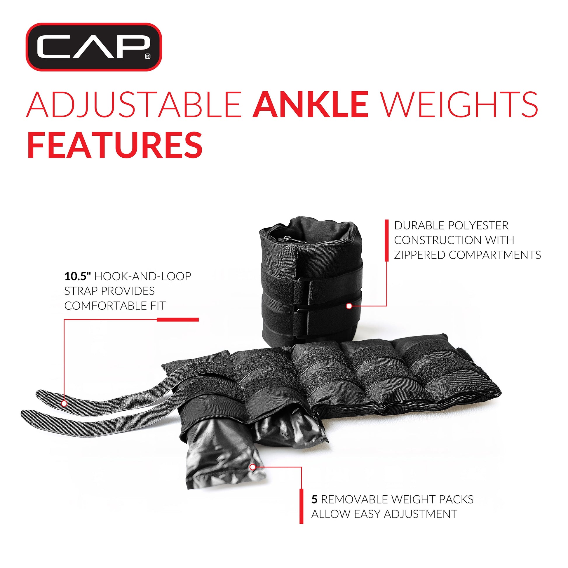 20 lb Adjustable Ankle Weights Set (10 lb Each) for Strength Training