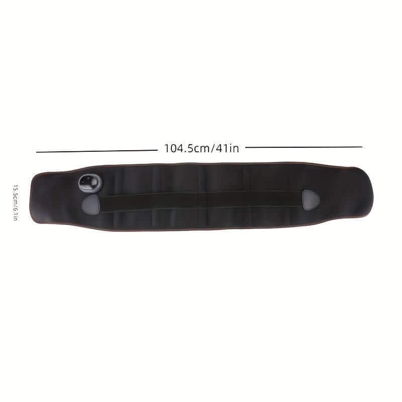 Portable USB rechargeable waist ab trainer shown with dimensions 104.5cm length and 15.5cm width.