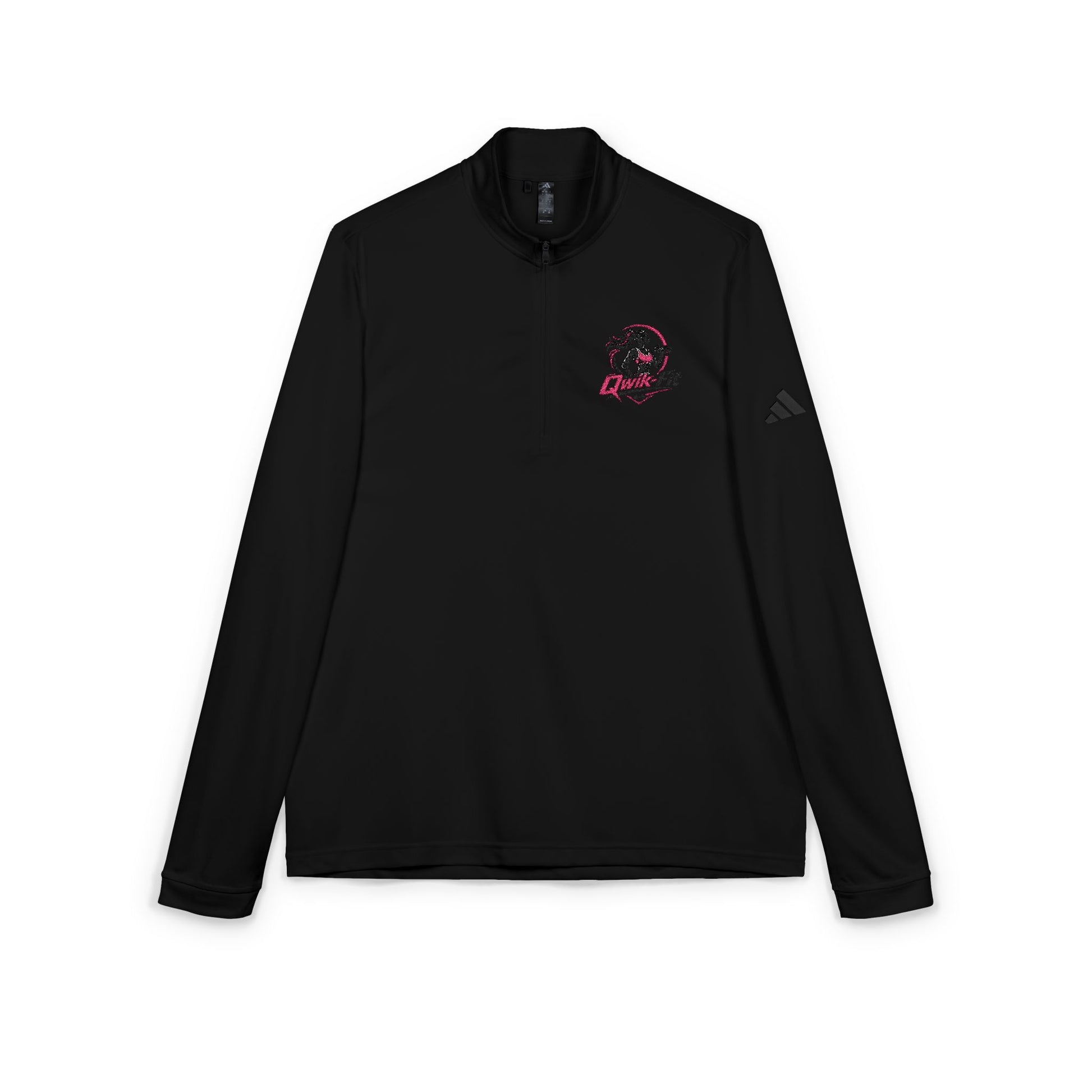 Embroidered soccer crest quarter-zip sweatshirt by Printify, featuring a detailed sports emblem on a comfortable pullover.