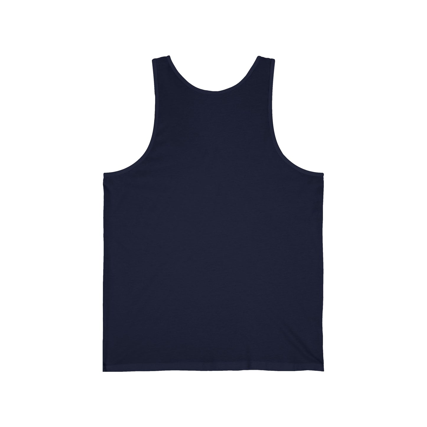 White minimalist tank top with a small pocket and logo, casual summer vest by Printify, shown on a plain background.