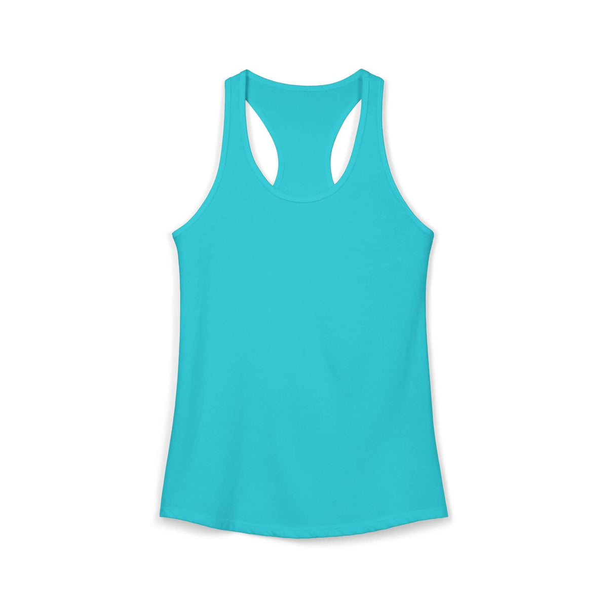 Women's Lightweight Racerback Workout Tank in Solid Tahiti Blue, perfect for active wear and casual outings.