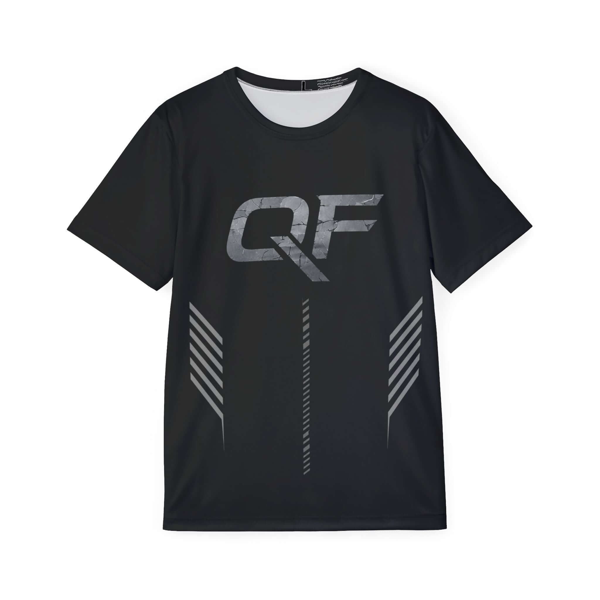 Men's black athletic performance jersey featuring a sporty design and lightweight fabric for optimal training.
