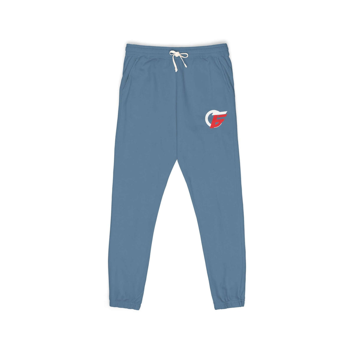 gamer graphic fleece sweatpants in blue jean color, ideal for workouts and casual wear.