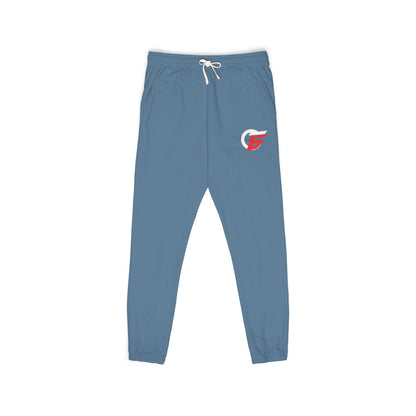 Gray garment-dyed fleece sweatpants with vertical "Gamer" graphic print, casual trousers from Printify.