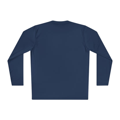 Long-sleeve Adventure Crew tee with Coastal Compass logo in navy and white, featuring a comfortable fit and stylish design.