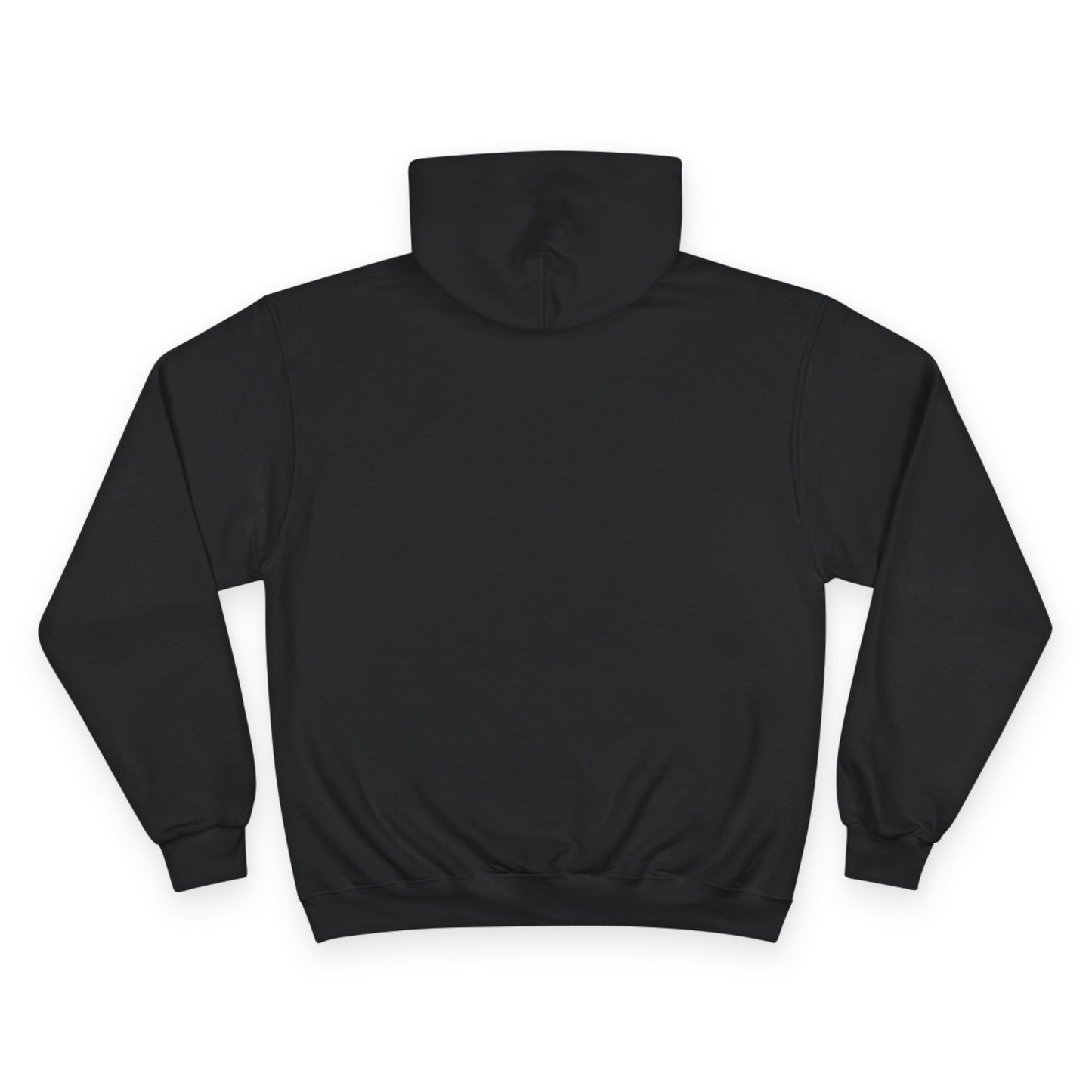Champion Logo Hoodie — Athletic Black Pullover with Red & White Emblem