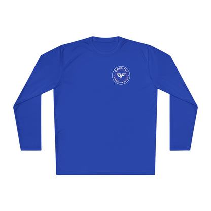 Adventure Crew long sleeve tee with Coastal Compass logo by Printify, featuring a casual fit and compass graphic on the front.