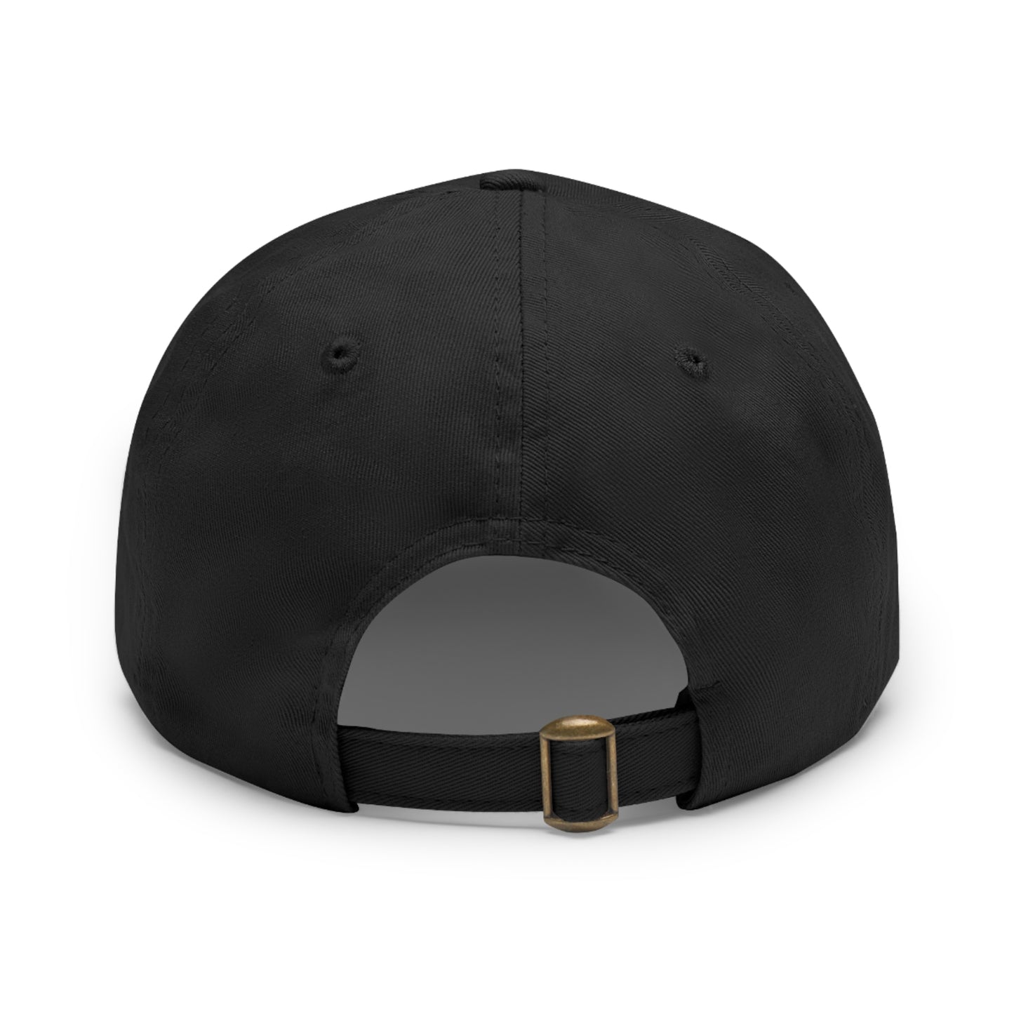 Qwik-Fit Leather Patch Dad Hat by Printify featuring a classic baseball cap style with a leather patch on the front.