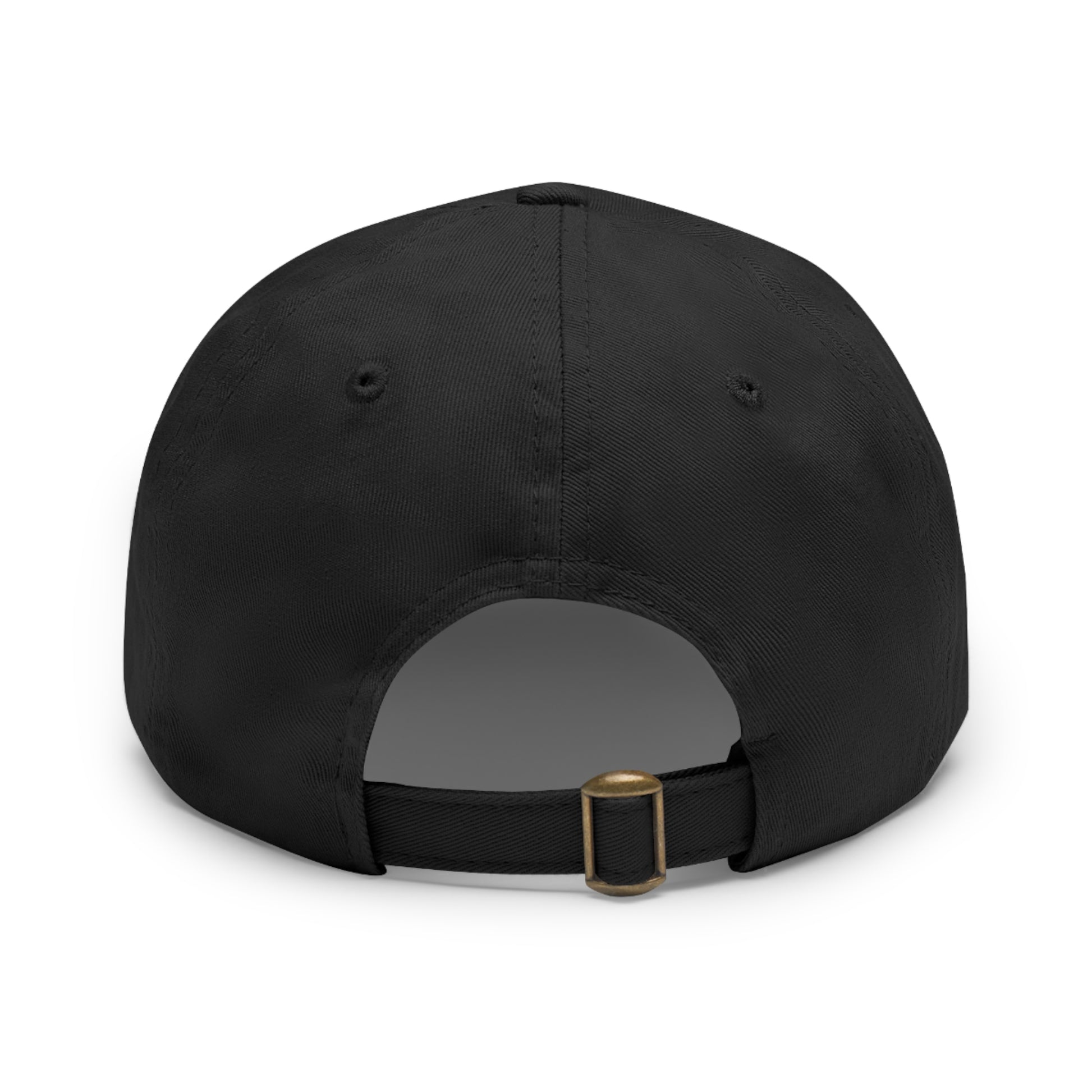 Qwik-Fit Leather Patch Dad Hat by Printify featuring a classic baseball cap style with a leather patch on the front.