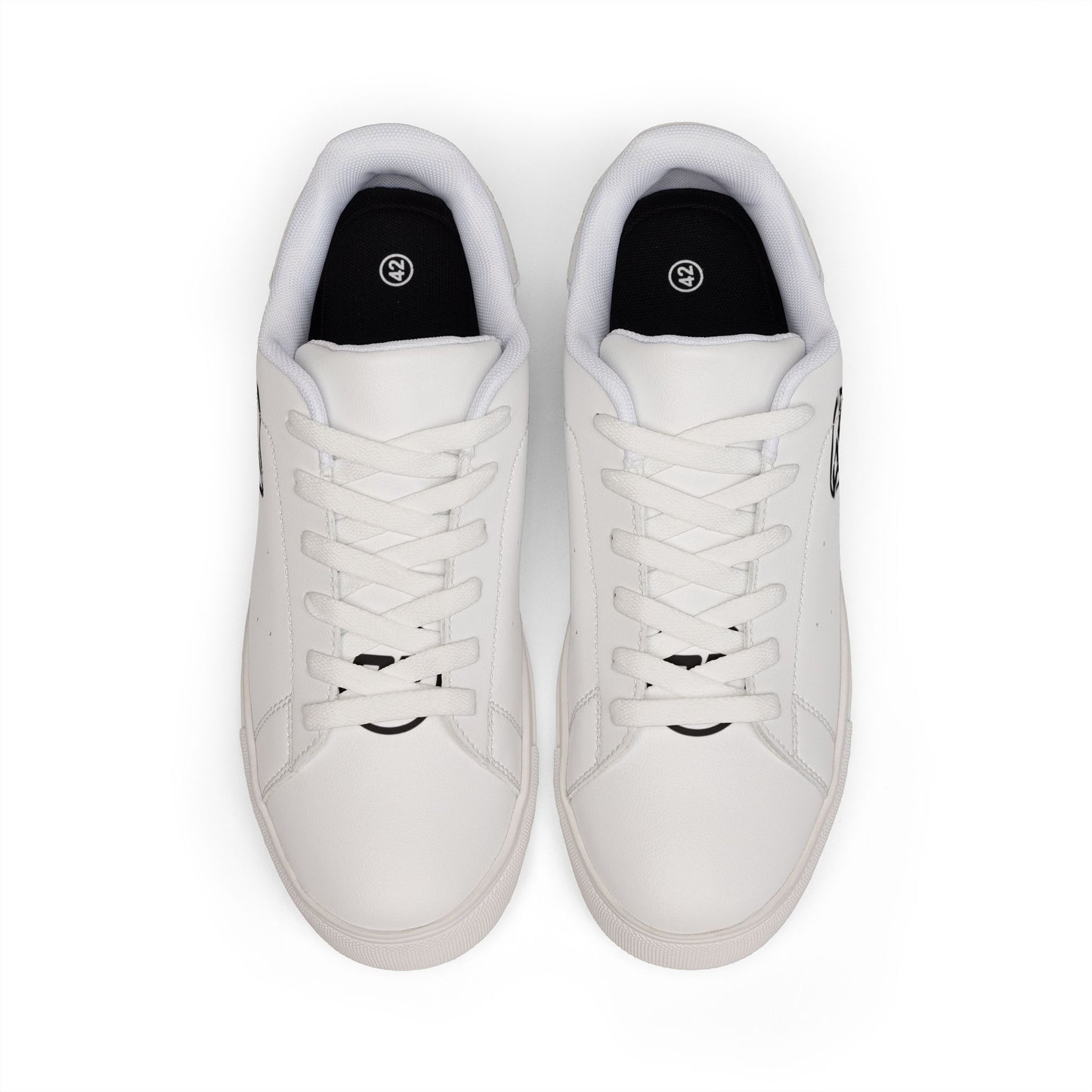 Men's low-top leather sneakers from Printify, stylish shoes with smooth leather upper and casual lace-up design.