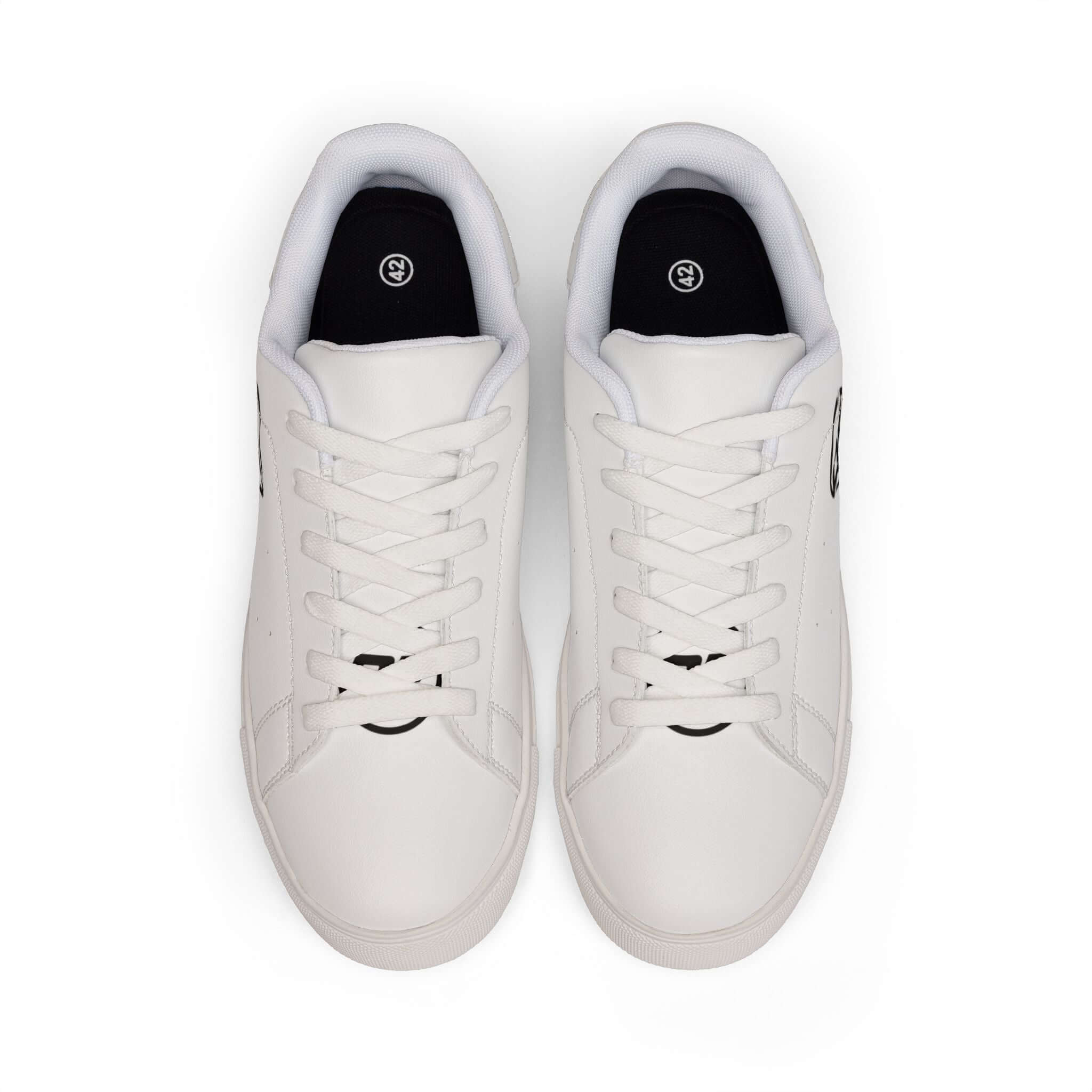 Men's leather sneakers for workouts, white low-top design perfect for home and gym fitness routines.