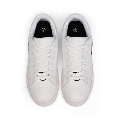Men's low-top leather sneakers from Printify, stylish shoes with smooth leather upper and casual lace-up design.