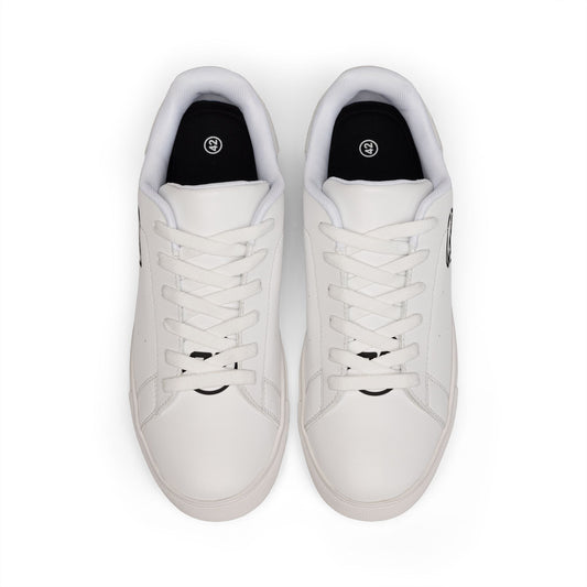 Men's low-top leather sneakers from Printify, stylish shoes with smooth leather upper and casual lace-up design.