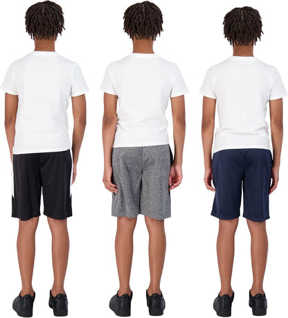 Hind boys' 3-pack basketball shorts for kids, featuring sporty design and comfortable fit for active play and sports.
