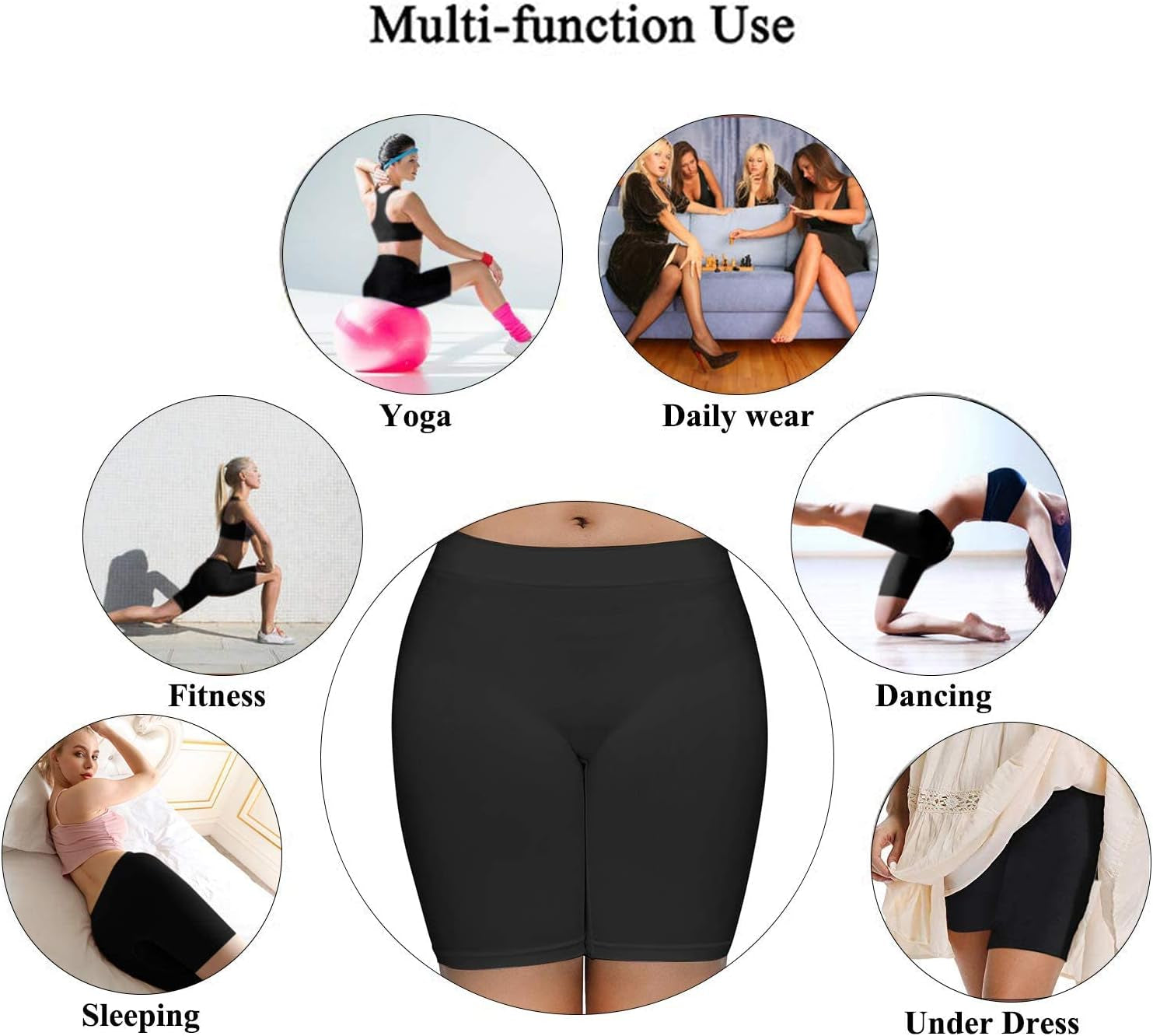 SIMIYA women's slip shorts in beige, seamless and smooth, designed for under dresses, yoga, and bike riding with comfortable stretch fabric.