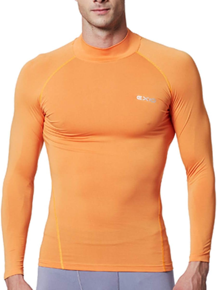 Men's EXIO compression base layer top in cool dry long-sleeve shirt, lightweight and breathable for active wear.