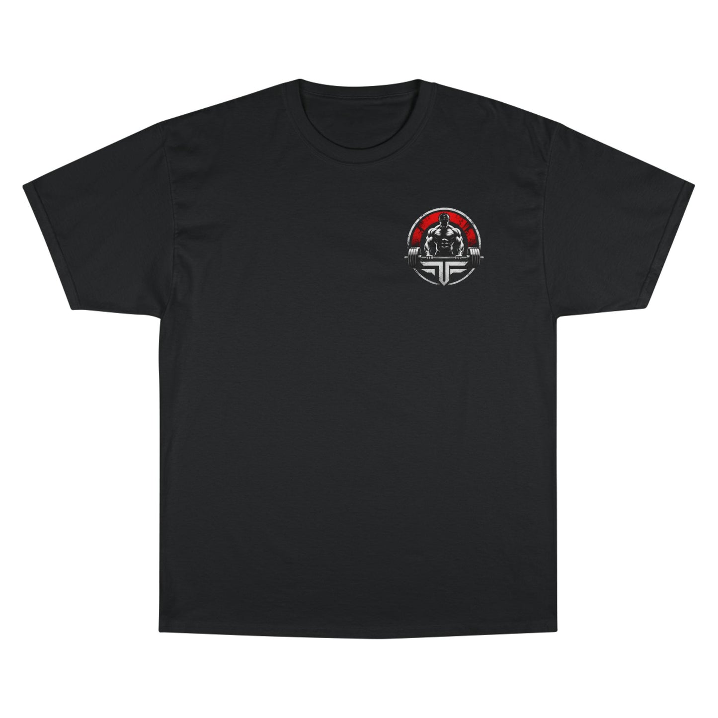 Champion unisex cotton t-shirt in black featuring a logo design