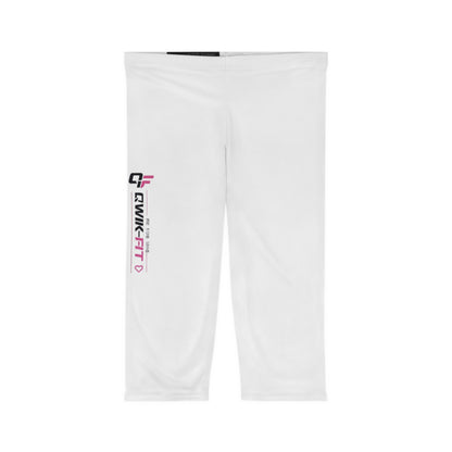 Capri Leggings – Minimal White Athletic Capri with Vertical Side Logo