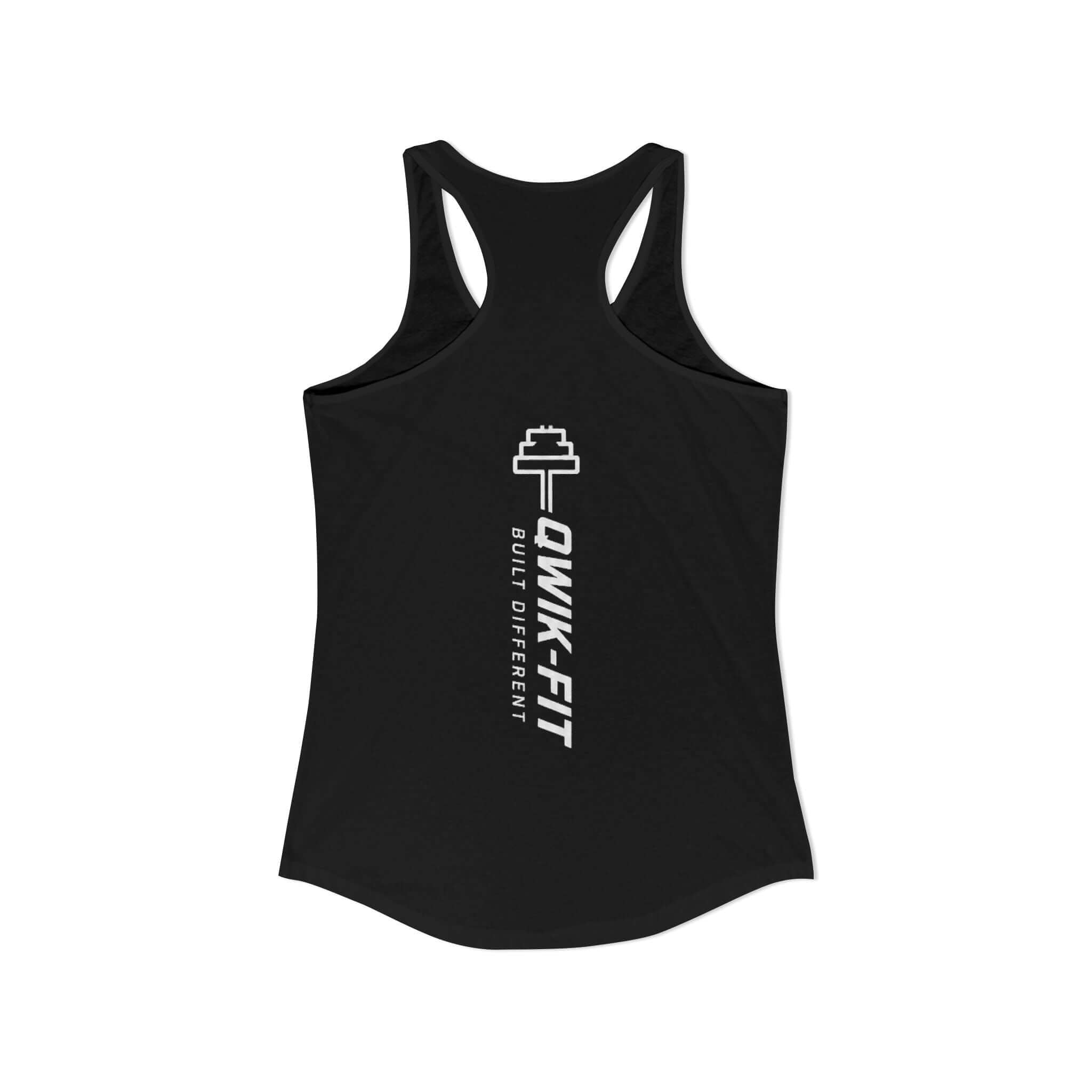 Lightweight women's racerback workout tank in solid black for versatile gym and casual wear.