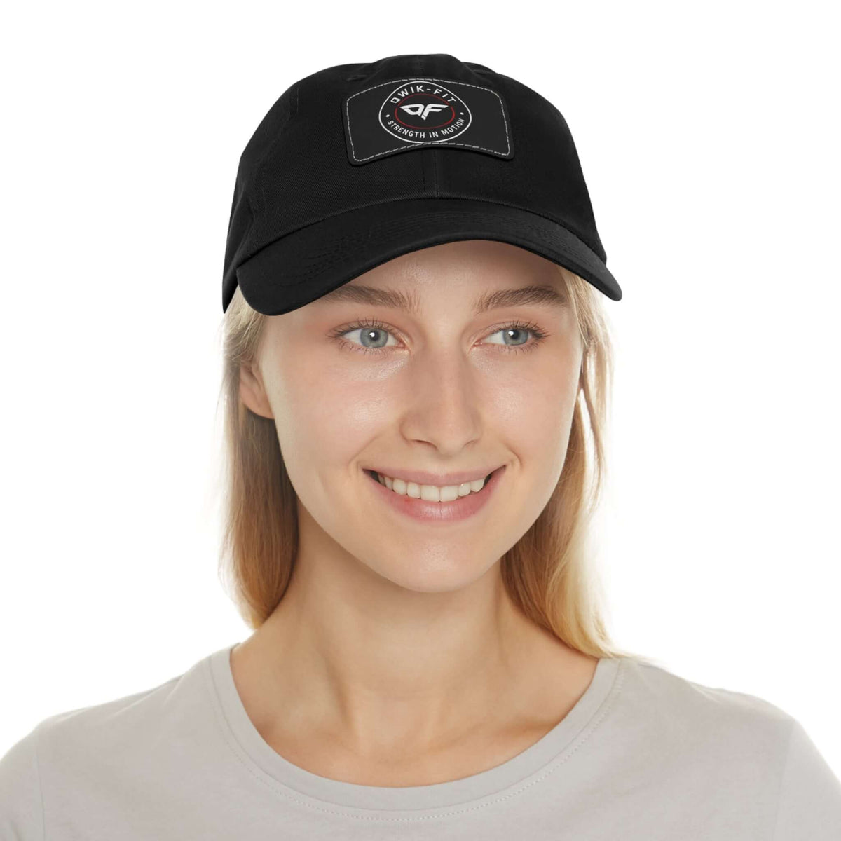 Qwik-Fit Leather Patch Dad Hat - Strength in Motion Baseball Cap product image 7