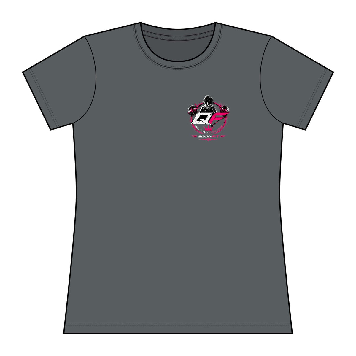 Women's short-sleeve rash guard in charcoal gray with a sporty design and logo.