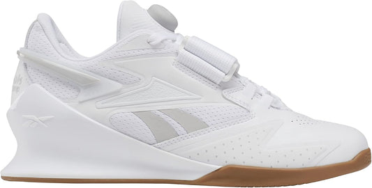 Reebok Legacy Lifter III weightlifting shoes with black and red design, sturdy sole and reinforced heel for training and lifting.