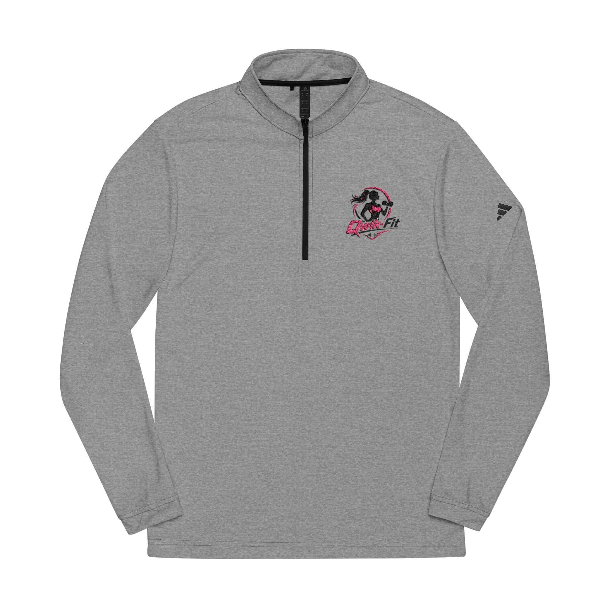 Embroidered soccer pullover in Black Heather with quarter-zip design, perfect for soccer training and everyday wear.