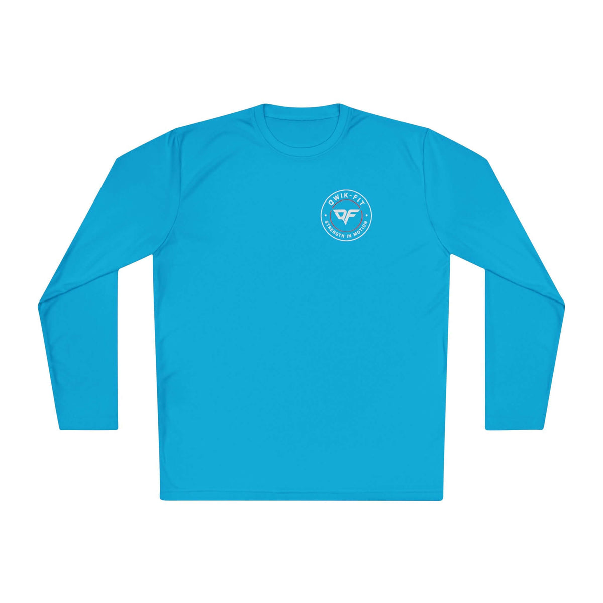Coastal compass long sleeve tee in atomic blue, perfect for active routines and casual wear.