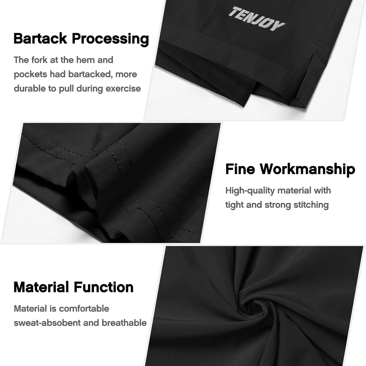 Men's 2-in-1 running shorts by TENJOY with quick-dry fabric, phone pockets, available in 5 or 7 inches for gym and athletic workouts.